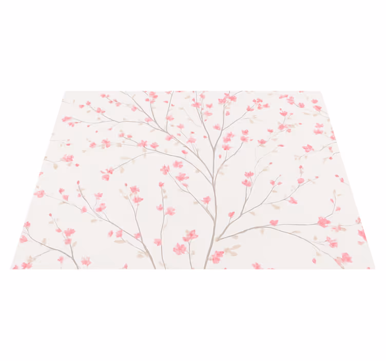 Covor vinil dormitor copac cu flori mici roz - TenStickers