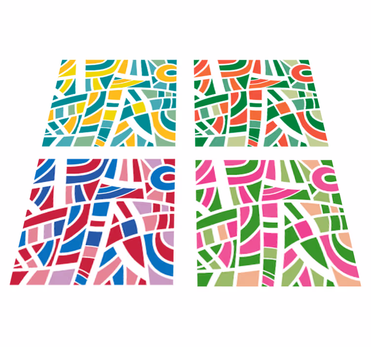 Covor de vinil geometric cu plăci multicolore - TenStickers