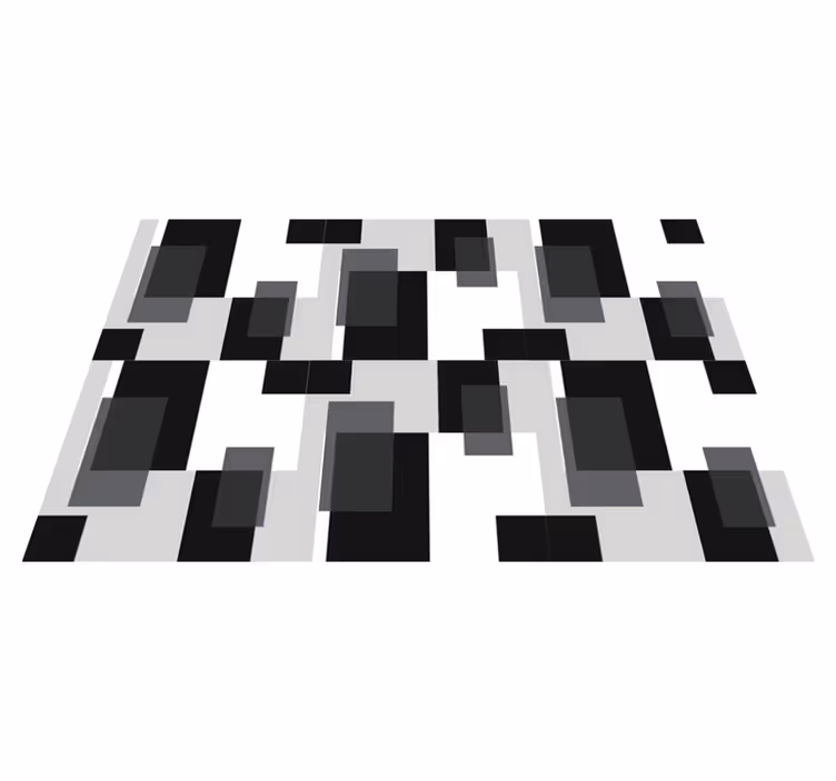 Covor de vinil geometric blocuri colorate alb-negru - TenStickers
