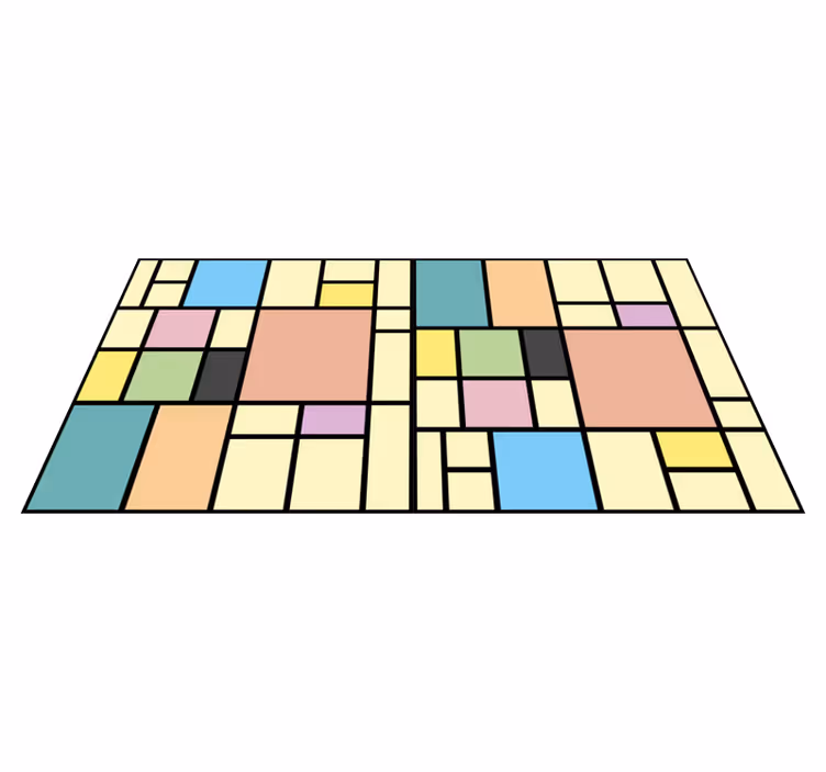 Covor de vinil geometric cu blocuri colorate în patchwork - TenStickers
