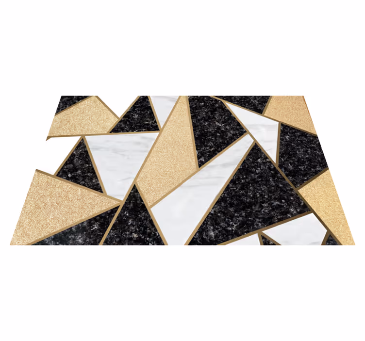 Covor de vinil geometric plăci de marmură alb-negru - TenStickers
