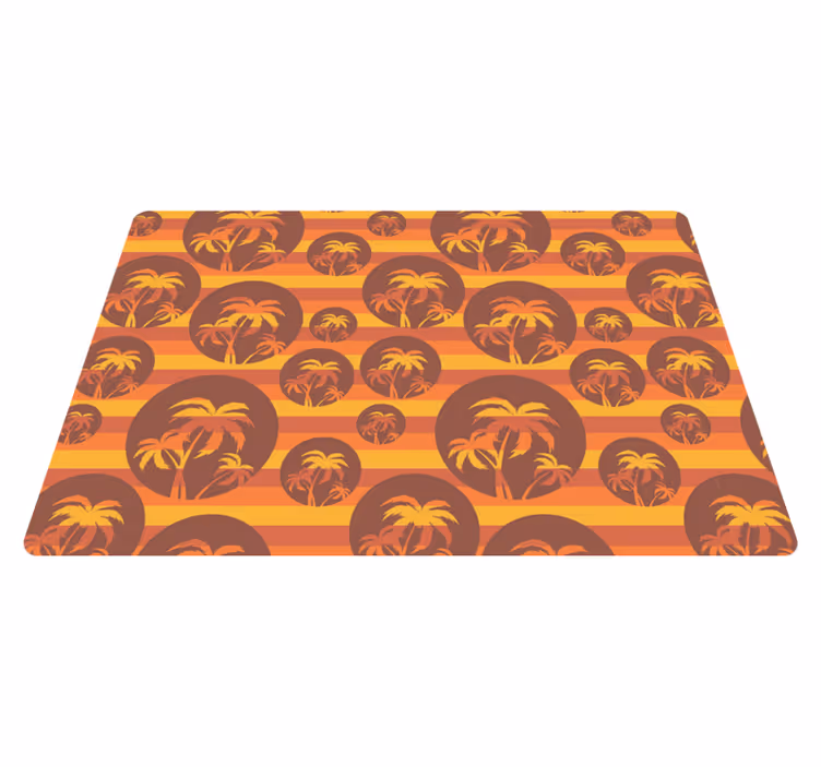 Covor de vinil geometric model apus retro cu palmieri - TenStickers