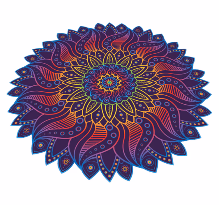 Covor de vinil geometric mandala curcubeu - TenStickers