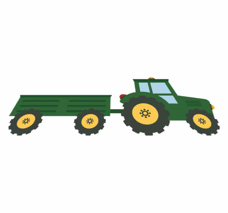Covor de vinil pentru copii tractor verde și vagon - TenStickers