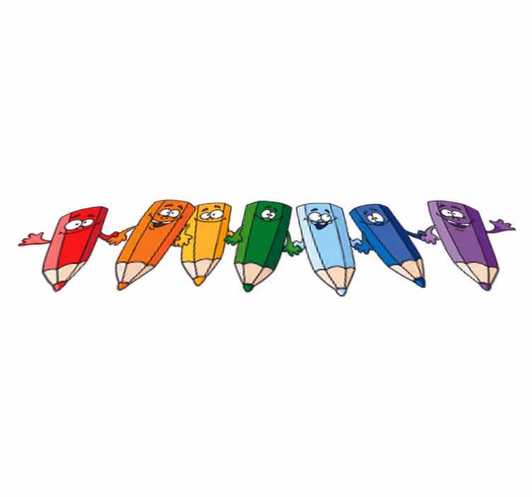 Covor de vinil pentru copii creioane colorate fericite - TenStickers
