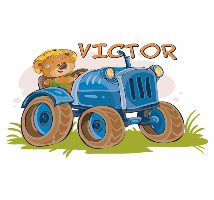 Covor de vinil pentru copii tractor personalizabil - TenStickers