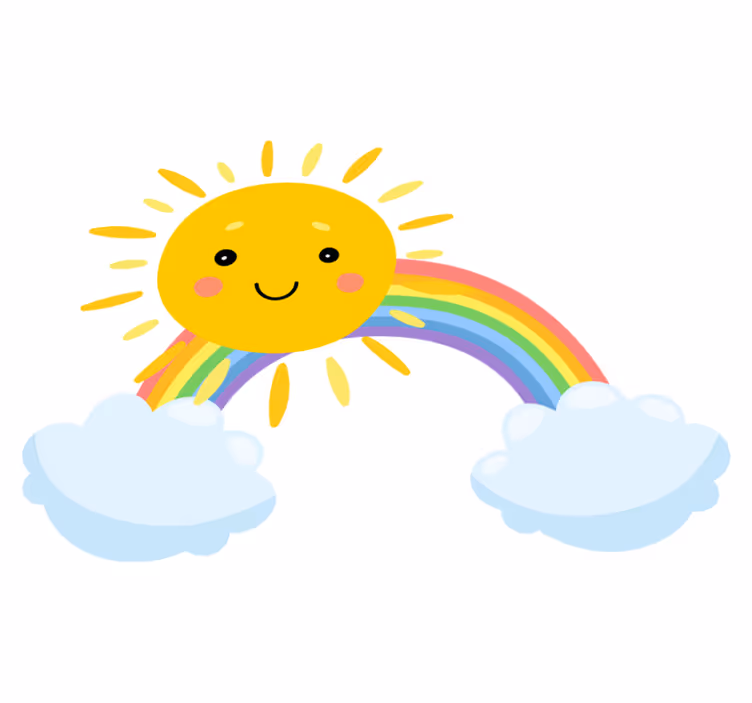 Covor de vinil pentru copii cer cu soare și curcubeu - TenStickers