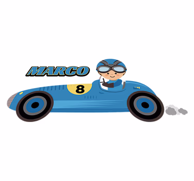 Covor de vinil pentru copii mașină formula 1 cu nume - TenStickers