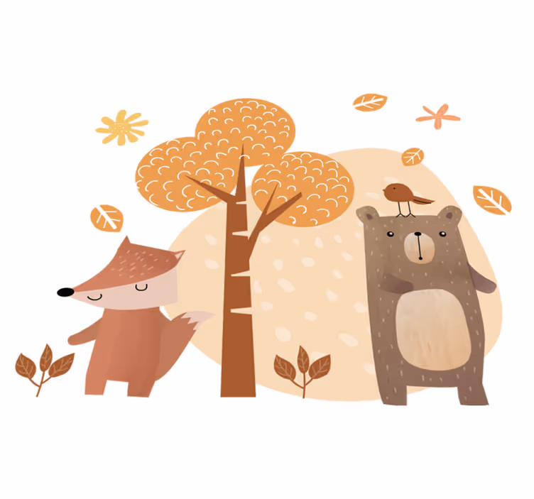 Covor de vinil pentru copii animale și copaci - TenStickers