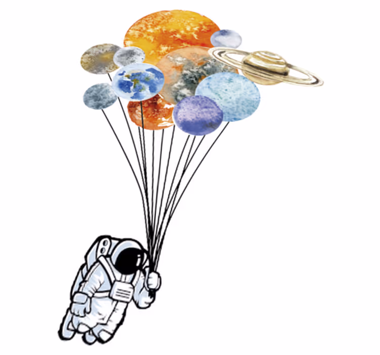 Covor de vinil pentru copii astronaut cu baloane colorate - TenStickers