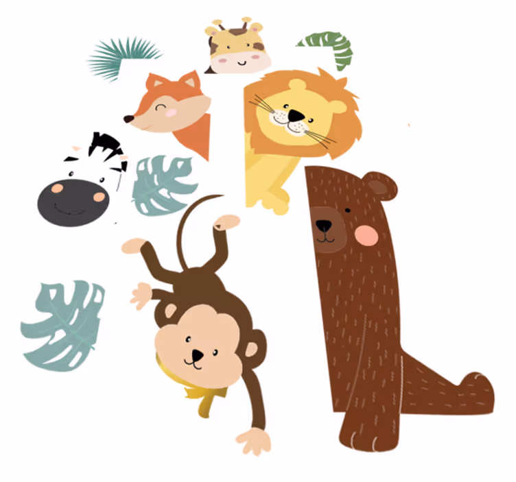 Covor de vinil pentru copii animale la ușă - TenStickers