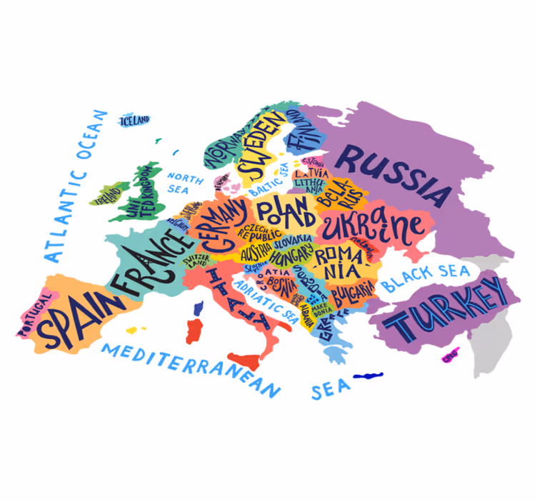 Covor de vinil pentru copii mapa europei pentru joacă - TenStickers