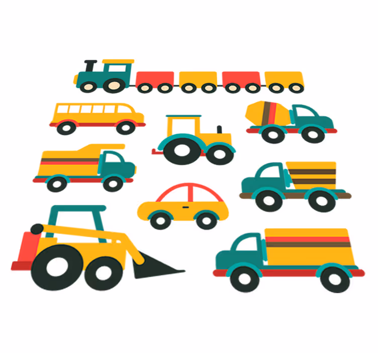 Covor de vinil pentru copii cu vehicule colorate - TenStickers
