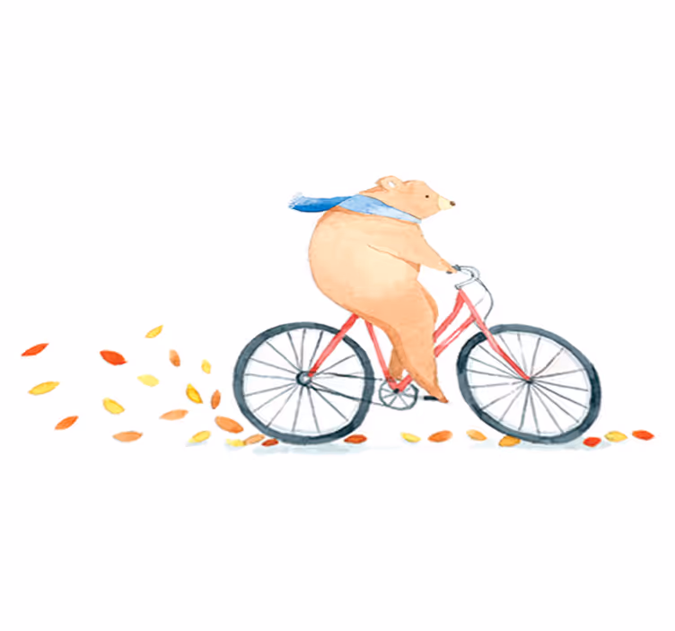 Covor de vinil pentru copii urs pe bicicletă - TenStickers