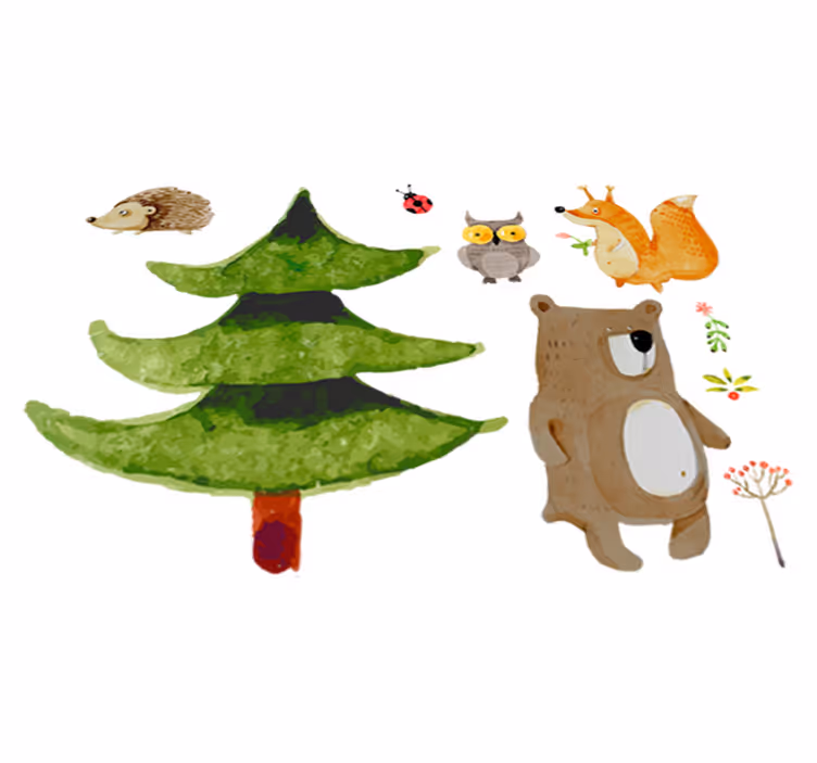 Covor de vinil pentru copii animale sălbatice din pădure - TenStickers
