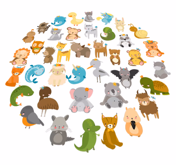 Covor de vinil pentru copii animale de la zoo - TenStickers