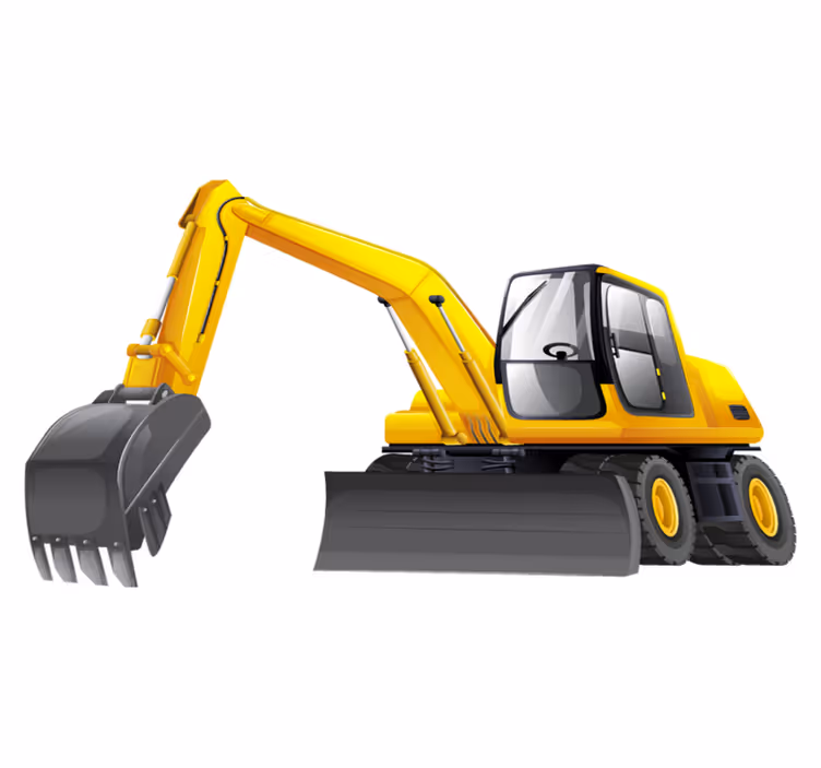 Covor de vinil pentru copii excavator 3d galben negru - TenStickers