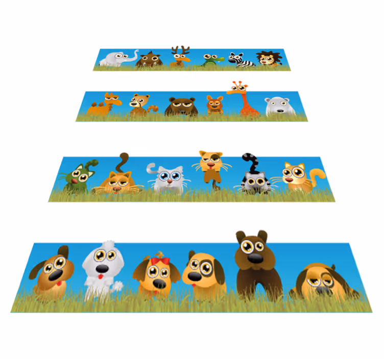 Covor de vinil pentru copii dungi cu animale - TenStickers