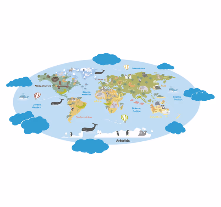 Covor de vinil pentru copii planisferă pentru copii - TenStickers
