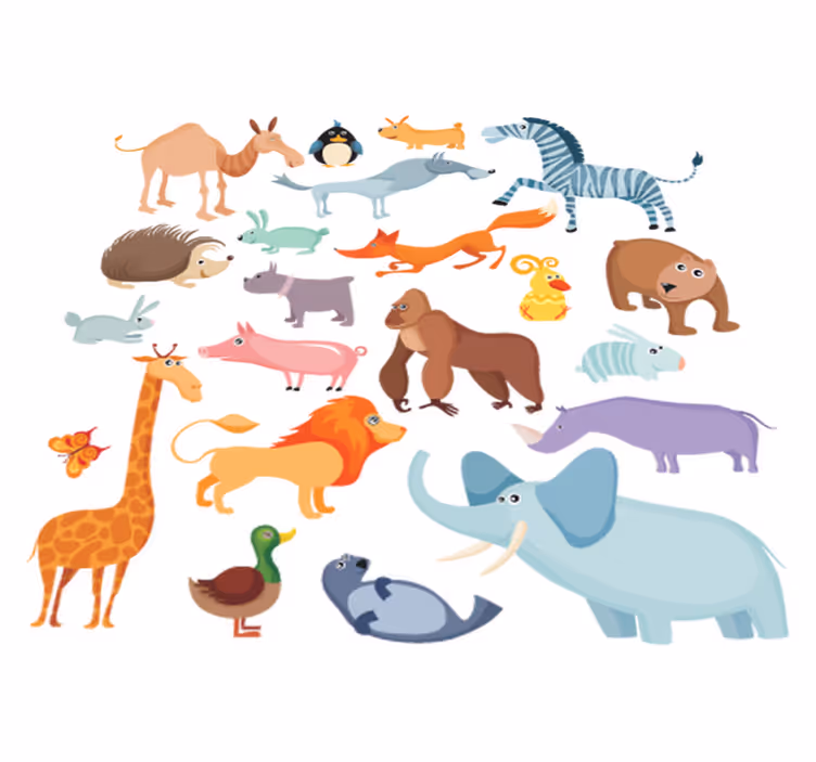 Covor de vinil pentru copii cu autocolante animale sălbatice - TenStickers