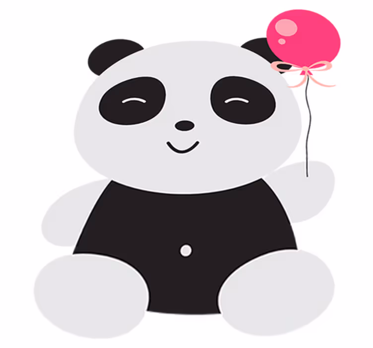 Covor de vinil pentru copii panda cu balon roz - TenStickers