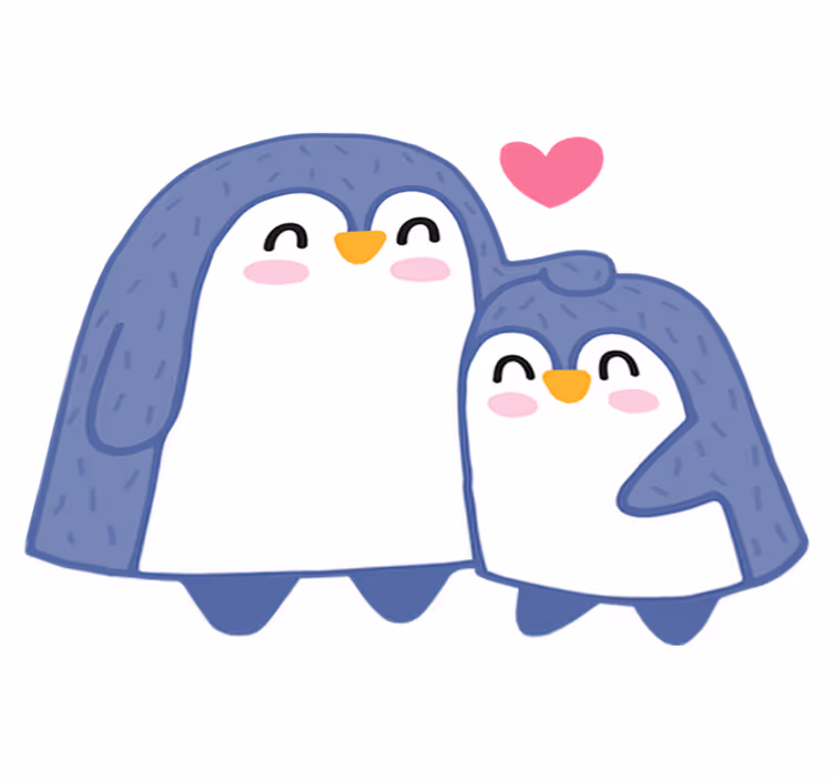 Covor de vinil pentru copii pinguin mama și pui - TenStickers