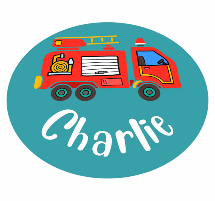 Covor de vinil pentru copii camion de pompieri personalizat - TenStickers