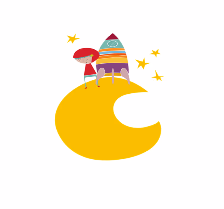 Covor de vinil pentru copii rachetă pe lună - TenStickers