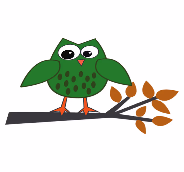 Covor de vinil pentru copii bufniță verde pe ramură - TenStickers