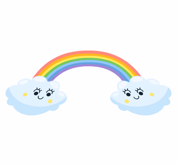 Covor de vinil pentru copii nori drăguți cu curcubeu - TenStickers