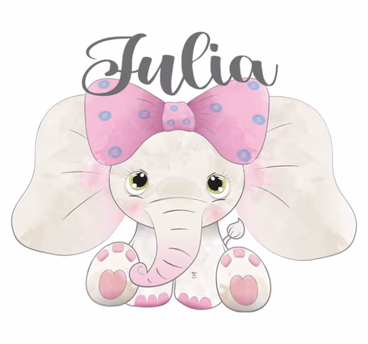 Covor de vinil pentru copii elefant cu pui și nume - TenStickers