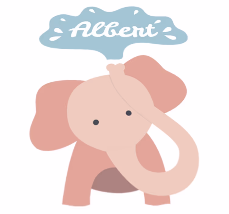 Covor de vinil pentru copii elefant cu nume - TenStickers