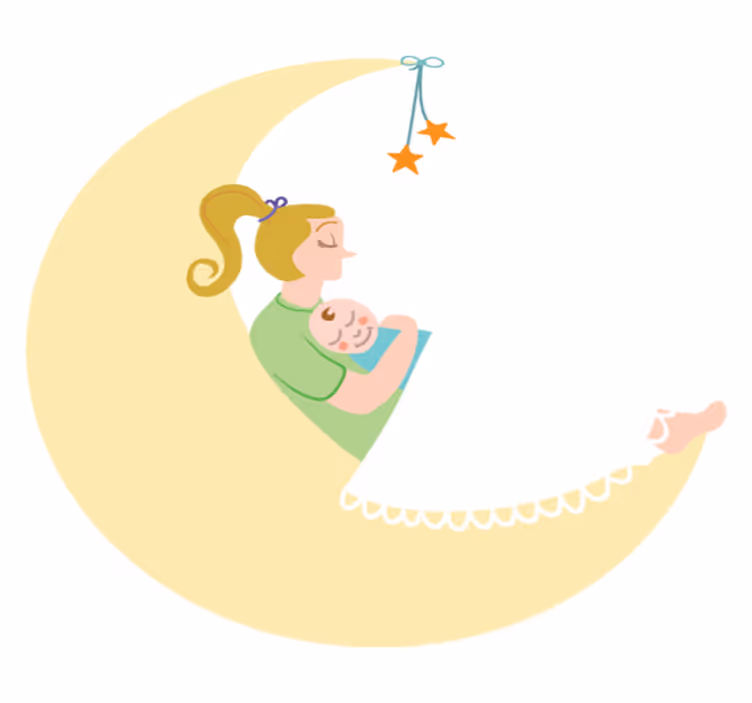 Covor de vinil pentru copii mama și bebe pe lună - TenStickers