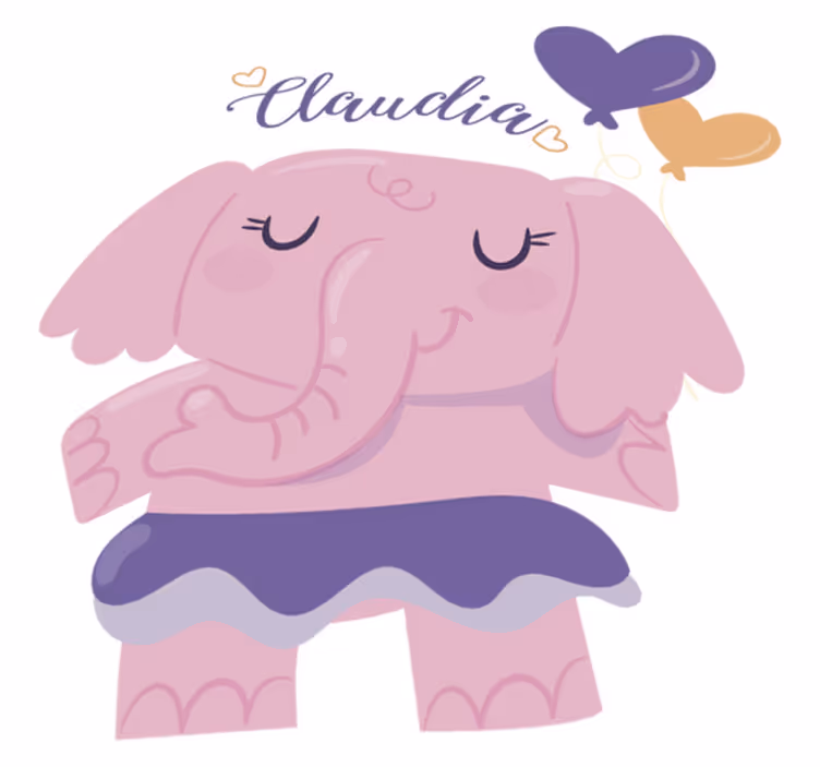 Covor de vinil pentru copii elefant roz cu nume - TenStickers