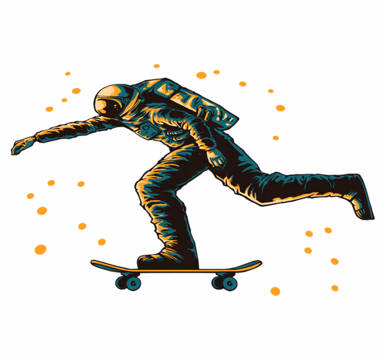 Covor de vinil pentru copii astronaut pe skateboard - TenStickers