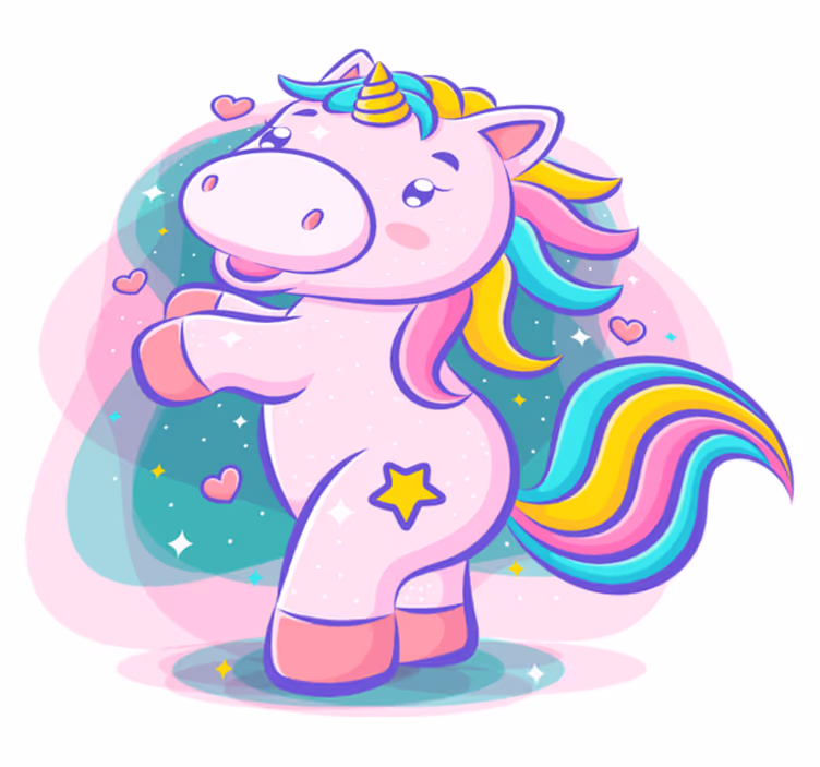 Covor de vinil pentru copii unicorn colorat zâmbitor - TenStickers