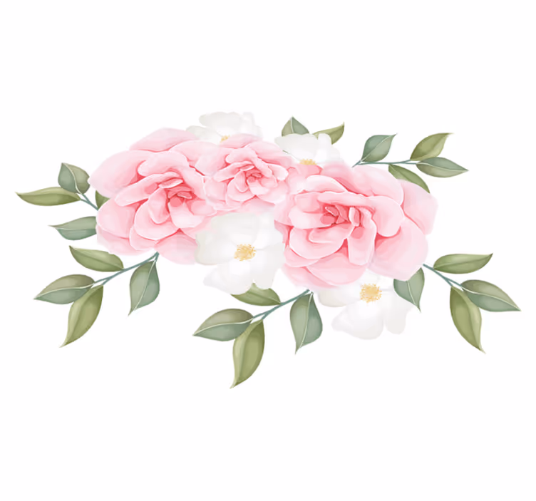 Covor vinil dormitor flori elegante roz - TenStickers