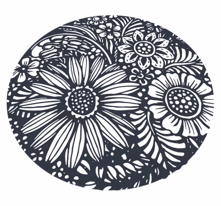 Covor vinil dormitor design floral rotund - TenStickers