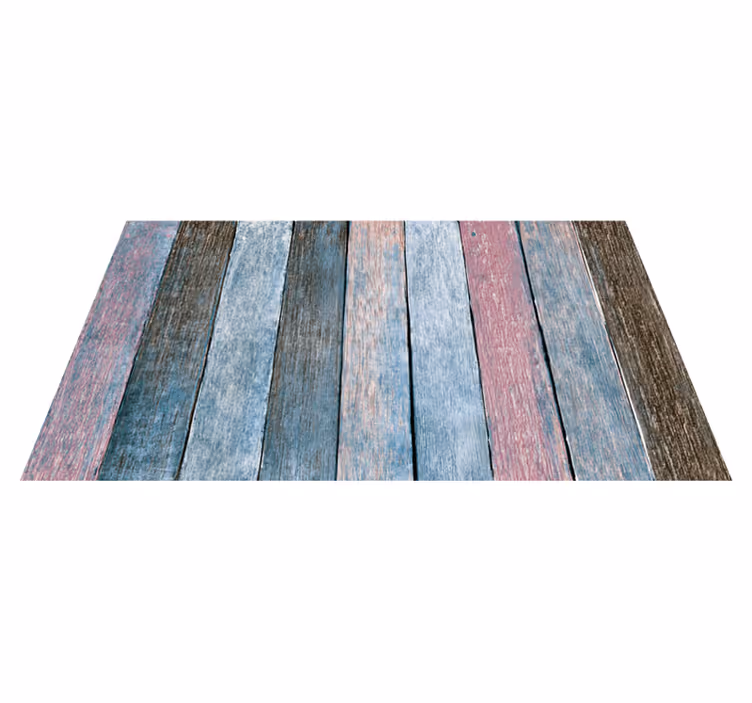 Covor vinil dormitor cu efect de lemn colorat rustic - TenStickers