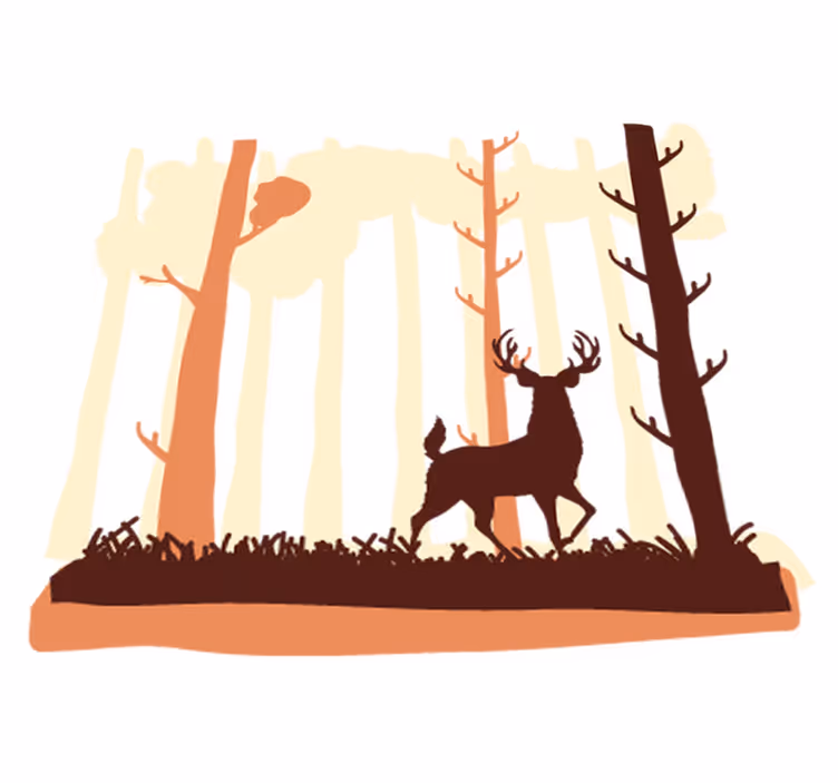 Covor vinil dormitor pădure și cerbi - TenStickers