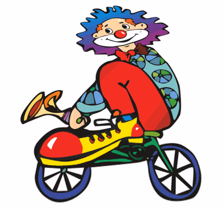 Covor de vinil pentru copii clovn pe bicicletă - TenStickers