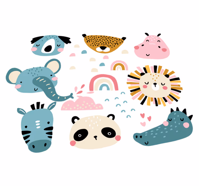 Covor de vinil pentru copii stil nordic cu animale mici - TenStickers