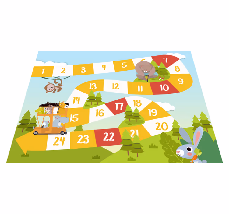 Covor de vinil jocuri animale sălbatice desenate - TenStickers