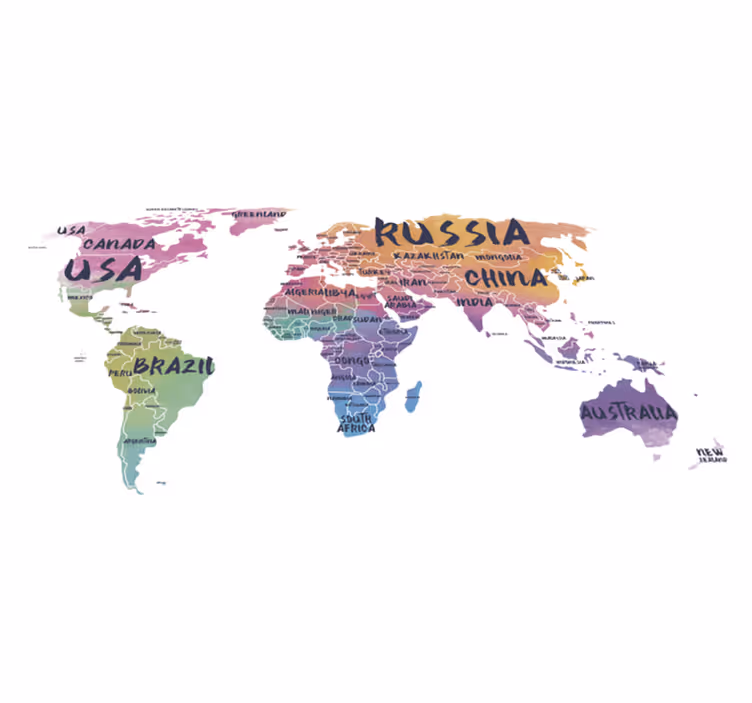 Covor de vinil harta lumii autocolant literă mondială - TenStickers