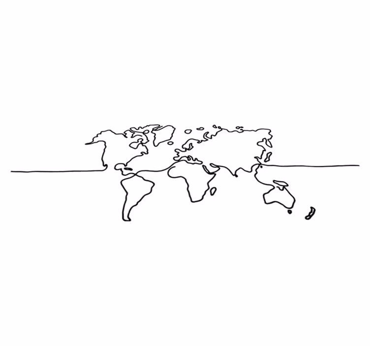 Covor de vinil harta lumii artă liniară mondială - TenStickers