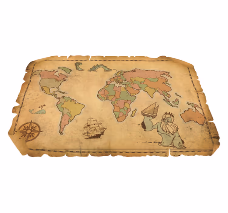 Covor de vinil harta lumii design vintage antic - TenStickers