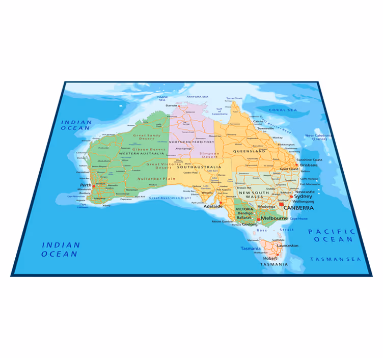 Covor de vinil harta lumii hartă politică australia - TenStickers