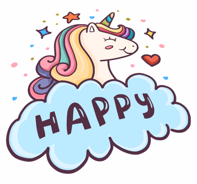 Covor de vinil pentru copii cap de unicorn în nori - TenStickers