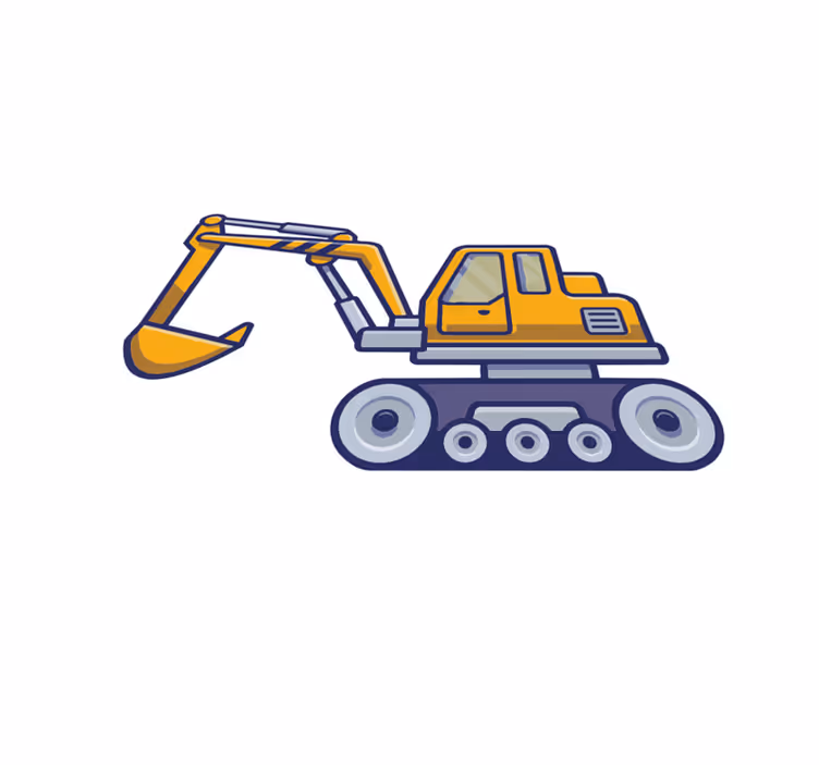 Covor de vinil pentru copii excavator galben tipic - TenStickers
