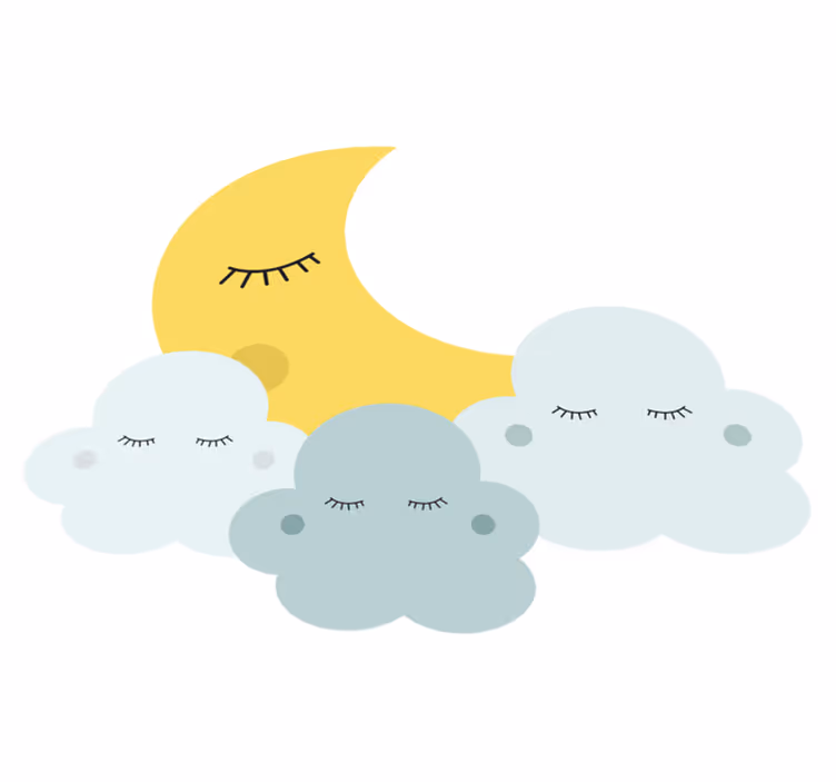 Covor de vinil pentru copii luna și norii fericiți - TenStickers